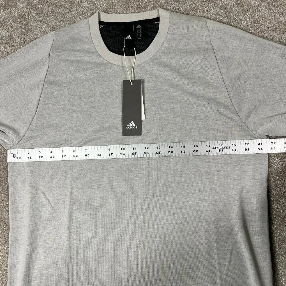 Adidas Mens Medium Gray Inside Mesh Tech Knit Short Sleeve Athletics T-Shirt NWT - Picture 5 of 7
